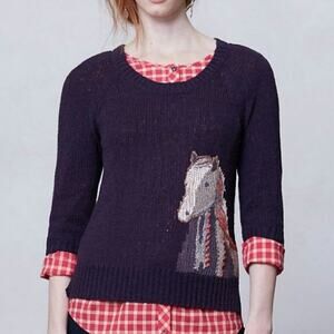 Anthropologie | Moth | Purple Sweater with Horse Design